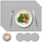 YUNJUER 4 Platzdeckchen aus Silikon und 4 rutschfest Tischuntersetzer mit Blattmuster, Hitzebeständig 230°C, Wasserdicht Platzset für Küche, Zuhause, Restaurant, Speisetisch, 40x30cm, Hellgrau