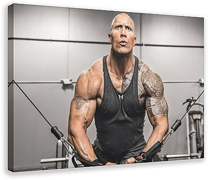 Dwayne Johnson Fitness-Poster auf Leinwand, Wandkunst, Dekor, Bild, Gemälde für Wohnzimmer, Schlafzimmer, Dekoration, Rahmen-Stil, 20 x 30 cm