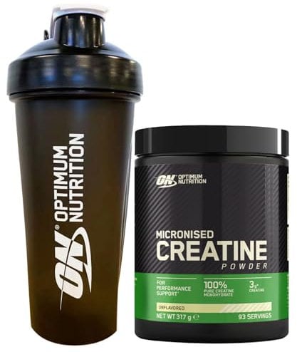 Optimum Nutrition Micronised Creatine Integratore in Polvere a Base di Creatina Monoidrato Micronizzata Pura Non Aromatizzato 93 Dosi 317g + SHAKER