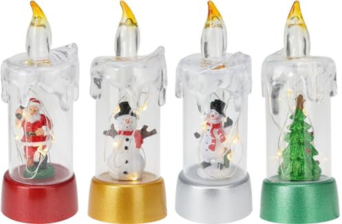 Self Import Agencies LED Kerze Weihnachten H:13 cm verschiedene Motive - Deko Weihnachten, Adventsdeko, Advent Kerzen, Schneemann, Tannenbaum, Santa, Lichterkette