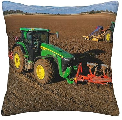 OPSREY Bedruckter Cord-Kissenbezug mit Traktor-Farm-Motiv, dekorativer Kissenbezug