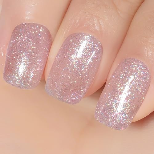 YTD Likomey Smalto Semipermanente per Unghie in gel,15ml Sirena Rosa Traslucido Gelatina di Cristallo Naturale Olografica Scintillante Smalti Semipermanenti Jelly Glitter Gel