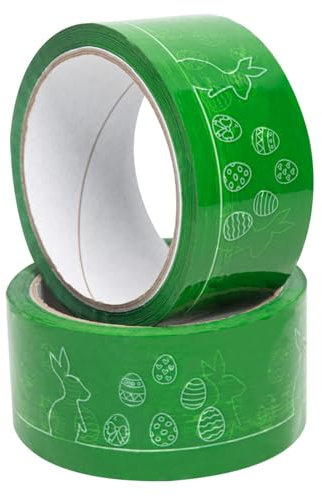 Klebeband Muster: Ostern Hase Ostereier Osterhase Grün 48mmx50m Paketband Packband Bunt Akryl (1 Rolle)