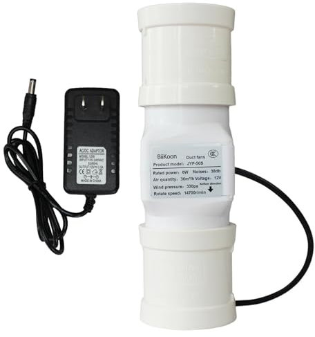 2 Inch Duct Fan 6W 50MM Inline Intake Fume Extractor 12V Bathroom Exhaust Ventilation Fan For Kitchen Garage Attic Vent Room Greenhouse Grow Tent (Color : Not Adjustable Speed, Size : 50-50MM)