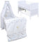 Generisch Baby Delux Babybett Komplett Set Kinderbett 60x120 cm umbaubar zum Juniorbett weiß 10-TLG Max Bettset Matratze Vollstoffhimmel (Mond Magic blau)