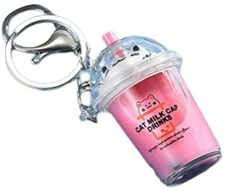 COSSIKA Schlüsselanhänger Katze Bubble Tea Anhänger Cartoon Milchtee Anhänger Schlüsselanhänger Modische Acryl Schlüsselanhänger Schmuck für Rucksäcke und Telefon