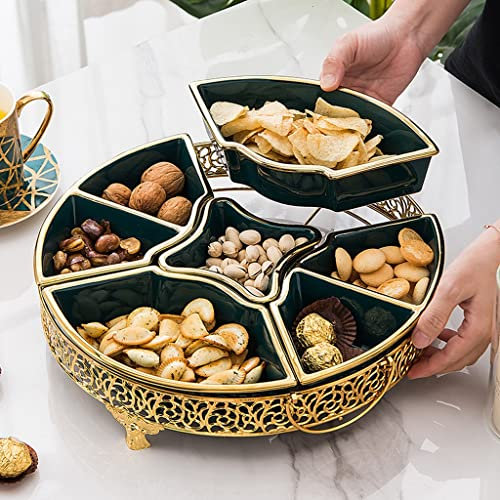 OUYUE Obstschale 7 Zellen Getrockneter Obstkorb mit Deckel, gesunde Gourmet-Snackbox, Lebensmittelablage, großartig for Geburtstag, Thanksgiving, Weihnachten Obstkorb