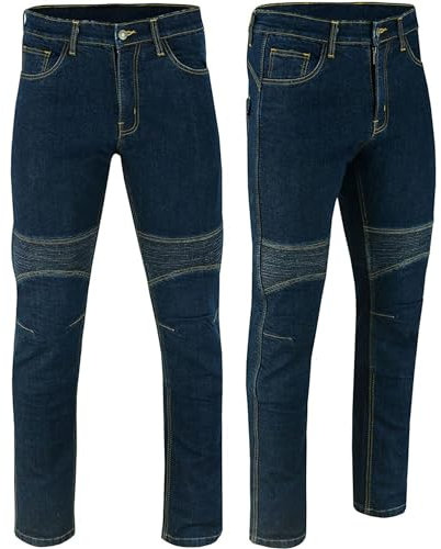 Vaster Moto Jeans Hombre Fabricados con Kevlar, Protección Blindada con 2 Protectores de Rodillas, 2 Protectores de Cadera para Hombre Color Azul Aprobado CE EN 17092-3:2020 (S, Azul Regular)