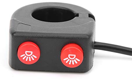 Motorrad-Lenker-Scheinwerfer-Nebelscheinwerfer-Schalter, Uni für Versal-Bedienknopf, 22-mm-Loch, Motorrad, ATV, Offroad-Einsatz, Schwarz-rotes ABS-Material [vielseitige Verwendung]