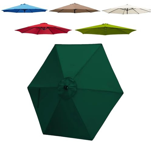 JEDAL Toldo De Recambio de Sombrilla de 2.0m/2.50m/2.70m/3.0m Tela De Repuesto de Sombrilla 6 Varillas, Cubierta Repuesto para Sombrilla De Patio, toldo para Exteriores(Verde Oscuro,300cm)