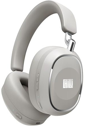 Chillitech M32 Hybrid Active Noise Cancelling Wireless Headphones - 40mm Drivers, Hi-Res Sound, 65H Playtime, 3.5mm Jack, Comfortable & Adjustable Headband, Bluetooth Headphones (Beige)
