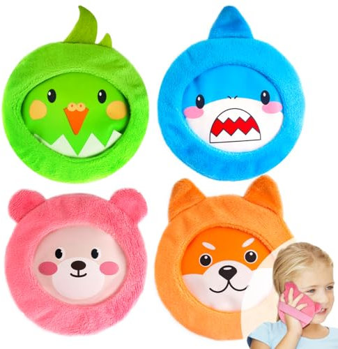 NEWGO Kühlpads Kinder 4 ungiftige Gel-Kälte-Wärme-Kompressen mit Gummiband, wiederverwendbare Kühlpads für Kinder Cool Pack für Verletzungen, Schmerzlinderung, Schwellungen, Fieberkühlung