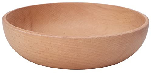 Insalatiera in Legno, Ciotola per Miscelare Ciotola Solida Ciotola in Legno di Faggio per Servire Insalata Salsa di Frutta Snack Pasta di Riso Cereali Rotonda (Lunghezza 18 cm/7,08 pollici)