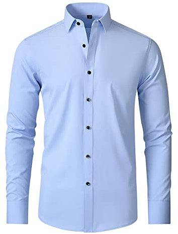 Generisch hehiy Chemise à carreaux pour homme - Chemise traditionnelle à carreaux - Blanc - Chemise de loisirs - Manches longues - Coton - Manches longues - Polo pour homme - Blanc - Coupe ajustée,