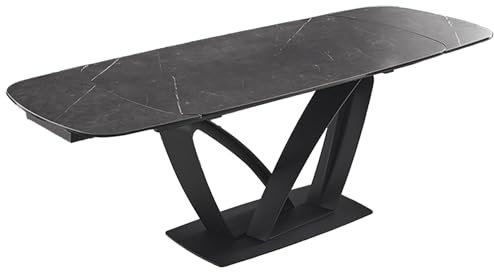 Riess Ambiente Ausziehbarer Esstisch Papillon - 180-260cm - Graphit Keramik Marmor - schwarz Metall