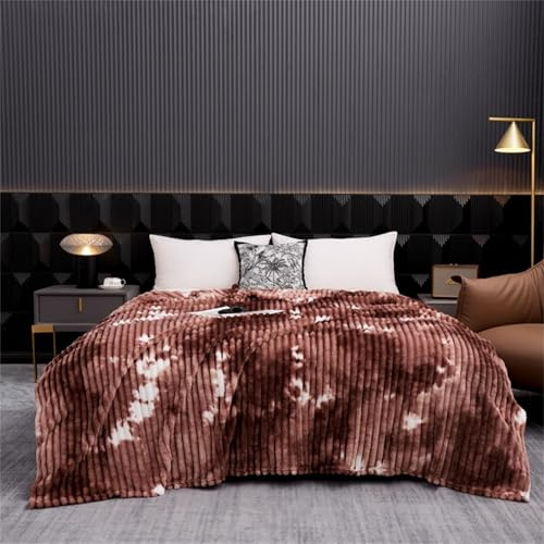 DOTBUY-SHOP Flanell Decken, Batik-Marmor Kuscheldecke Flauschig, Fleecedecke - Sofadecke, Winterliche Wärme Decke, Waschbar Kuscheldecke (200x230cm,Braun)