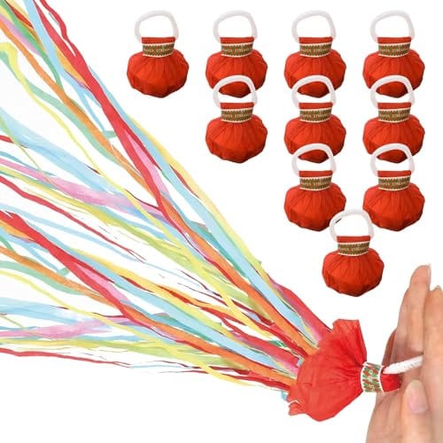 FILOEEX Luftschlangen Hand,10 Stück Bomben Luftschlangen,Luftschlangen Hand Werfen Streamer,Wurf Luftschlangen Bombe für Hochzeiten,Geburtstage,Weihnachtsfeiern (Mix a)