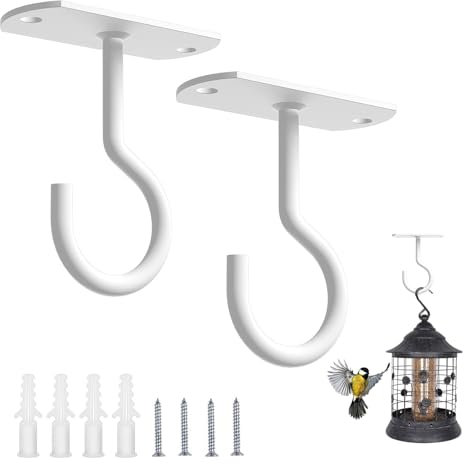 MLOQS NANXIN 2PCS Ceiling Hooks for Hanging Plants, Square Wall Mount Plant Hanger Indoor Hanging Hooks Metal Plant Bracket Iron Lanterns Hangers for Bird Feeders, Lanterns, Wind Chimes, Planters