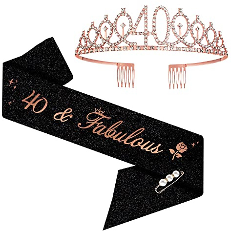 40th Birthday Decoration Sash and Tiara Rhinestone Crown for 40th-Rose Gold | 40th birthday decorations for women, Gift for 40th birthday, 40 Birthday Rhinestone Crown