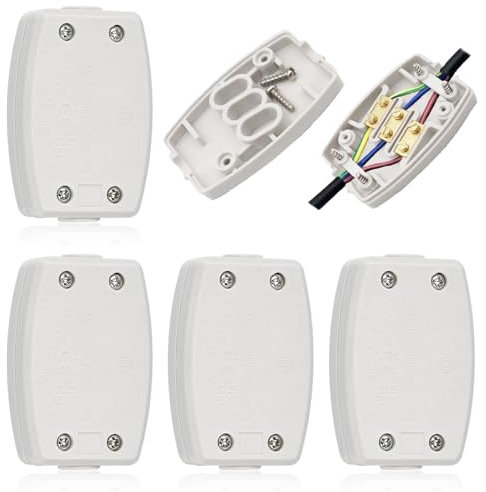 KYYGKY 4 Stück Abzweigdose Klein Kabeldose Anschlussdose Kunststoff 13amp 250v Verbindungsdose Aufputz Elektrische Abzweigdose Junction Box Abzweigdose Weiß Kabelanschlussdose (64 * 41.5mm)