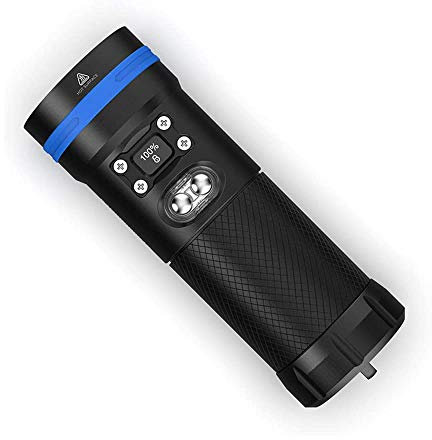 LVSEWOA Linterna de Buceo Profesional con luz superbrillante e iluminación subacuática de 100 Metros, Foco de Pesca Recargable de Largo Alcance