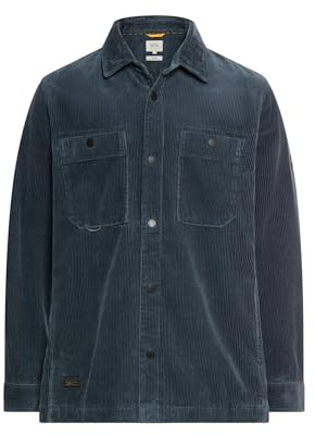 camel active Herren Cord Overshirt mit Druckknöpfen Tintenblau, menswear-4XL