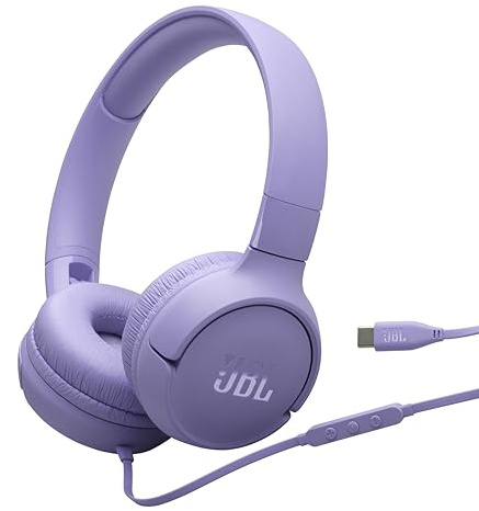 JBL Tune 520C – USB-C-On-Ear-Kopfhörer mit Hi-Res-Audio-Unterstützung, Reiner Bass-Sound, Bequeme Passform, USB-C-Konnektivität, 3-Tasten-Fernbedienung mit Mikrofon und EQ-Voreinstellungen, Violett