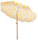 Parasol de Jardin Portable Inclinable, Parasol de Plage à Pompons, pare-soleil d'extérieur, Rayures Jaunes et Blanches,Imperméable, Protection Solaire UV50+