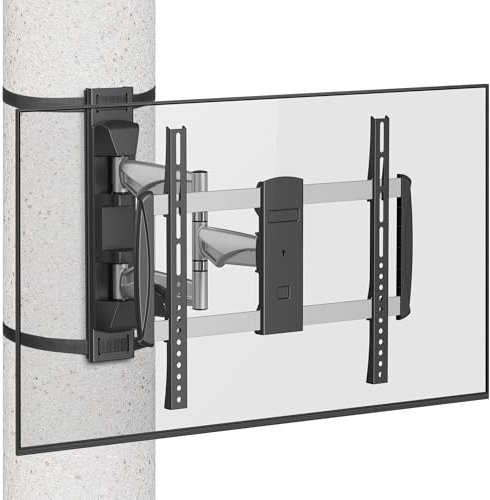 CondoMounts Soporte para televisor sin taladro (movimiento completo para TV de aluminio de 37 a 70 pulgadas, poste de cenador)