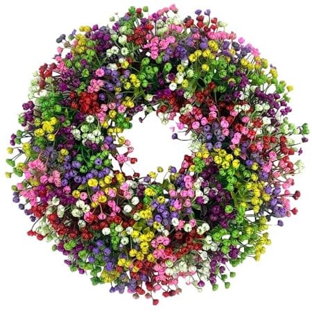 Türkranz Ganzjährig Außen Deko,Personalisiert Künstlicher Blumenkranz Deko für Haustür,Frühling Sommer Außen Türkranz Modern Deko zum Aufhängen,Bauernhaus Willkommens Girlande (40x40cm)