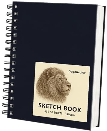DagouColor Livre Croquis, 1 Pack, 50 Feuilles (100 Pages), A5 Reliure Spirale Carnet de Dessin D'art Sans Acide, 140GSM Esquisse Pad Pour Les Artistes Débutants Adultes Enfant
