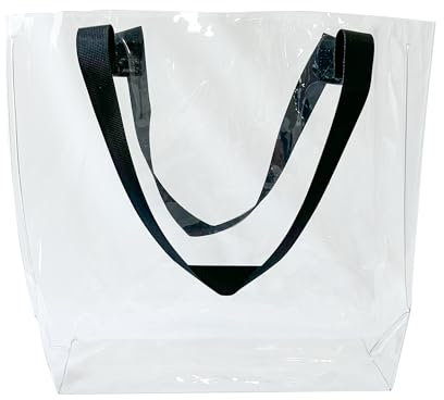 TotePrint PVC Durchsichtige Tasche Stadiontauglich – Transparente Tragetasche mit Reißverschluss, Wasserdicht für Konzerte, Strand & Einkauf (Transparente + Handwerk gewebt)