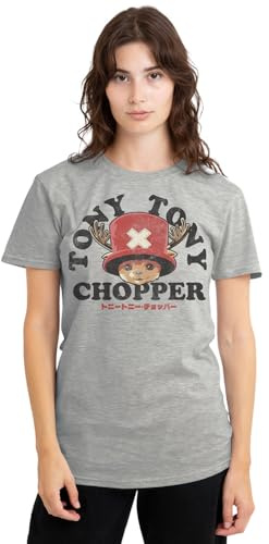 One Piece Women's Season Two Chopper Face Ladies T Shirt, Heather Grey, S