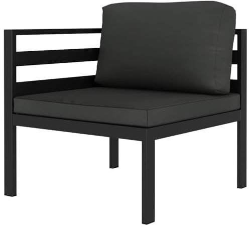 SDWEHO7 Outdoor Ecksofa Lounge Sofa mit Auflagen, Gartensofa Einzelsofa Terrassensofa Gartenlounge Sofa Gartenmöbel, Aluminium Anthrazit