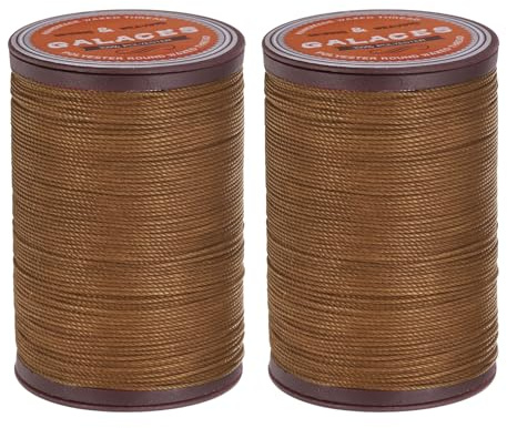 QUARKZMAN 2 stycken vaxat sytråd för symaskin, 0,55 mm x 80 m, rundt vaxat garn, sadelgarn, polyestergarn för lädersyssla, bokbindning, reparation, flätade armband, sädelbrunt