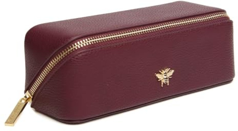 Alice Wheeler London Bee Mini Makeup Train Case - Compact Concertina Faltbarer Beauty Organizer mit Goldbiene & Reißverschluss - Reisefreundlich - 20 x 7,5 x 7,5 cm - Schwarz, beere, S, Ausklappbarer