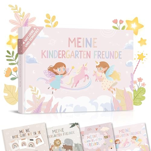 BIROYAL Freundebuch Kindergarten, Freundschaftsbuch, 27 Kinder, Elf | Einschulung Mädchen Geschenk, A5 Freundschaftsbuch Kindergarten, 120g dickes Papier, 128 Seiten mit Viele Erinnerungsbereiche