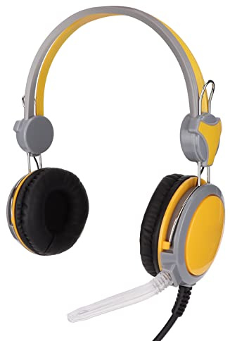 Dpofirs Kabelgebundenes USB-Gaming-Headset, mit Mikrofon mit Geräuschunterdrückung, Stereo-360°-Surround-Sound, Ergonomischer, Leichter Kopfhörer, für PC, Laptop, Arbeit, Lernen, Chat, (Yellow)