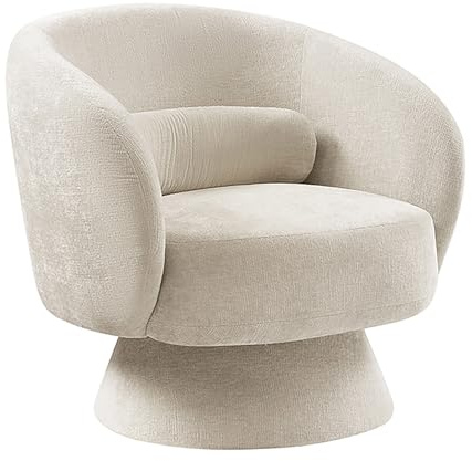 Riess Ambiente Sessel Bossa NOVA - 76cm - beige - Chenille drehbar | Montiert geliefert, angenehme Haptik, bequeme Polsterung, hoher Sitzkomfort, Rundumbezug, 120kg Belastbarkeit