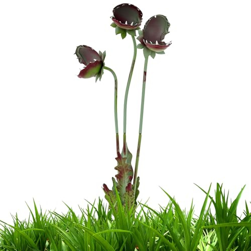Guniata Pianta carnivora in metallo, 64 cm, trappola decorativa per mosche, da giardino, resistente alla ruggine, resistente alle intemperie, fiore canibale decorativo per terrazza, prato e giardino