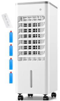 4-in-1 Portable Air Conditioner Evaporative Cooler/airconditioning portable unit with 6L water tank, 3-speed remote control, 90-120° oscillation, 7.5-hour timer for indoor use, bedroom