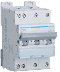 Disjoncteur 3P+N 6-10kA courbe C - 20A 3 modules HAGER NFT820