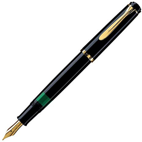 Pelikan 804097 Kolbenfüllhalter Classic M200, Feder EF Schwarz