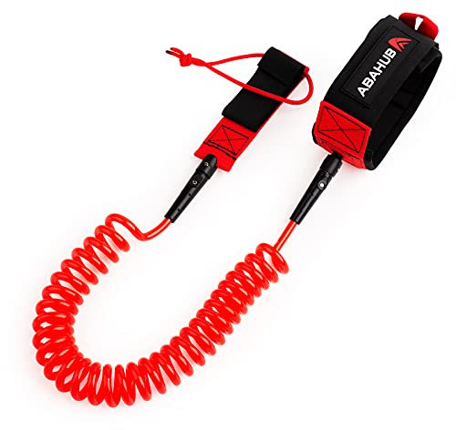 Abahub SUP Leash, Sup Zubehör, Surfboard Leash Board Sup Sicherheitsleine, Schwarz/Blau/Orange/Grün/Gelb/Weiß/Transparent/Rot 10ft(3 Meters) 7mm Surf Leash für Erwachsene