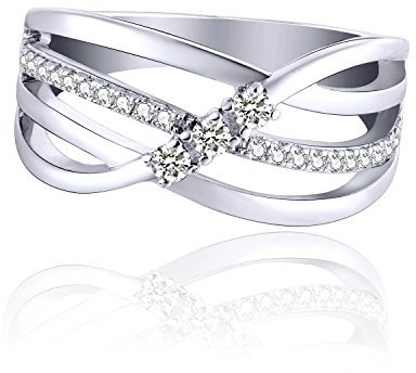 JO WISDOM Damen ring breit silber 925 mit 3A Zirkonia swarovski Verlobungsring,Schmuck für Frauen