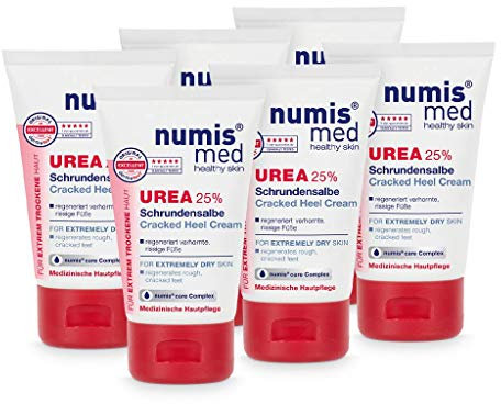 numis med Schrundensalbe mit 25% Urea 6er Pack - Hautberuhigende Schrunden Fusscreme für sehr rissige & stark verhornte Füße - vegane Hautpflege ohne Silikone & Parabene - Fußpflege (6x 50 ml)