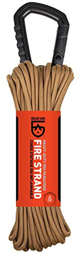 GEAR AID Fire Strand 550 Paracord, 7 Strand Tinder Cord for Camping and Survival, Coyote, 50 ft