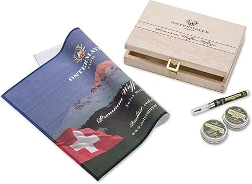 Ostermayer Jagd Waffen Pflege Set. Premium Waffenpflege Set in der edlen Holzkiste