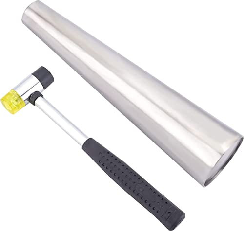 PH PandaHall Martillo de metal para pulsera de metal, herramienta de mandril de goma de dos vías de acero de aluminio para hacer joyas, 7,3 cm de diámetro, 30 cm de largo, 2,5 cm de grosor