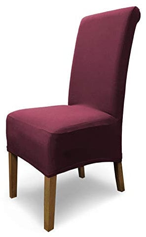 SCHEFFLER-Home 6X Stuhlhussen Stretch Emma/elastische Stuhlhussen Bordeaux 6er Set/Stuhlhussen Baumwolle als Stuhlabdeckung/Stuhlhussen Schwingstühle/Stuhl Hussen Stretch als Stuhlüberzug